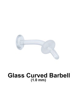 1 mm Glass Piercing Curved Bar with Clear O-ring